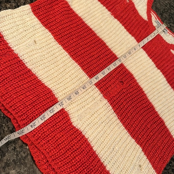 Cotton emporium soft distressed orange stripped crew sweater NWOT L - Picture 13 of 14